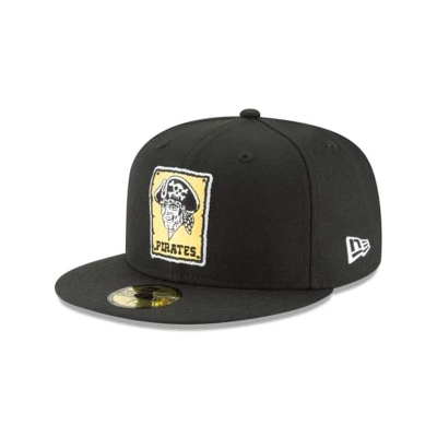 Black Pittsburgh Pirates Hat - New Era MLB 1967 Cooperstown Wool 59FIFTY Fitted Caps USA8746192